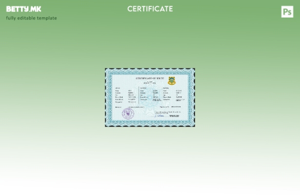 модерен стил Тувалу витален евиденција извод од матичната книга на родените ПСД 